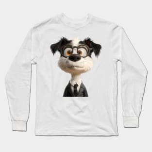 Confused Cute Dog With Big Eyes And Glasses On It Long Sleeve T-Shirt
